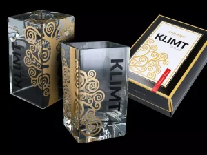 Wazon-Świecznik szklany średni złocony - G. Klimt