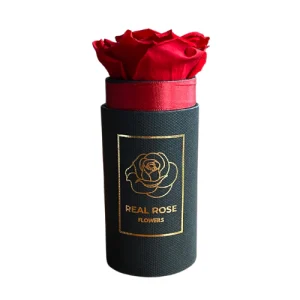 1 Czerwona Wieczna Róża Czarny Flowerbox